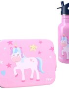 Vadobag Set cutie alimente 16x13x5 cm si sticla inox 500 ml Pret pink Unicorn