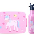 Vadobag Set cutie alimente 16x13x5 cm si sticla inox 500 ml Pret pink Unicorn