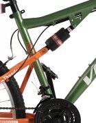 VELORS Bicicleta MTB-FS Thunder V26205B VerdePortocaliu roti 26 inch schimbator spate Sunrun 7 viteze Manete schimbator Rotative 21 viteze cadru full-suspension otel frane V-Brake