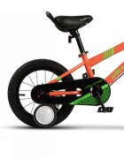 VELORS Bicicleta pentru copii V1403B PortocaliuVerde 14 inch cu roti ajutatoare cadru din otel varsta 3-5 ani