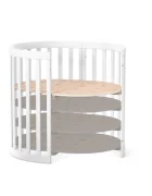 Veres Patut oval pentru copii 90140x70cm LD14 Alb din lemn masiv de fag 0-4 ani kit extensie 140x70cm inclus saltea inclusa inaltimea saltelei reglabila