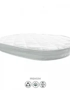 Veres Patut oval pentru copii 90140x70cm LD14 Bej din lemn masiv de fag 0-4 ani kit extensie 140x70cm inclus saltea inclusa inaltimea saltelei reglabila