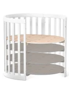 Veres Patut oval pentru copii 90140x70cm LD14 Bej din lemn masiv de fag 0-4 ani kit extensie 140x70cm inclus saltea inclusa inaltimea saltelei reglabila