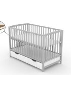Vessanti Patut cu sertar Ares gri + Saltea Cocos 10 cm