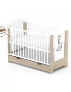 Vessanti Patut cu sertar Ella Stejar cu alb + Saltea Cocos 12 cm