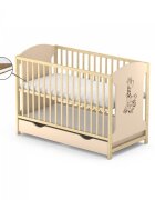 Vessanti Patut cu sertar Milo Girafa Crem cu natur + Saltea Cocos 10 cm