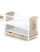 Vessanti Patut cu sertar Milo Girafa Stejar cu alb + Saltea Cocos 10 cm