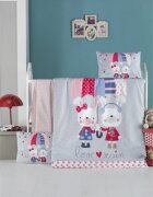 Victoria Home Set lenjerie 6 piese Bumbac Ranforce Love Rain 120x60 cm