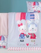 Victoria Home Set lenjerie 6 piese Bumbac Ranforce Love Rain 120x60 cm