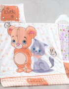 Victoria Home Set lenjerie 6 piese Bumbac Ranforce Mouse and Cat 120x60 cm