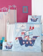 Victoria Home Set lenjerie 6 piese Bumbac Ranforce Ship 120x60 cm