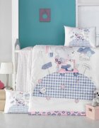 Victoria Home Set lenjerie 6 piese Bumbac Ranforce Trip 120x60 cm