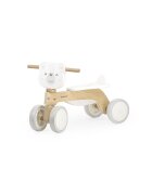 Viga Ride-on pentru copii din lemn PolarB Urs polar alb roti din cauciuc Eva recomandat copiilor de la 12 luni actionat cu picioarele