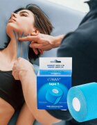 VITAMMY Banda Kinesiologica Tape 1 impermeabila moale si confortabila fara latex 5 cm x 5 m albastru