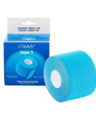 VITAMMY Banda Kinesiologica Tape 1 impermeabila moale si confortabila fara latex 5 cm x 5 m albastru