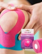 VITAMMY Banda Kinesiologica Tape 1 impermeabila moale si confortabila fara latex 5 cm x 5 m roz