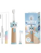 VITAMMY Periuta de dinti electrica ePUPPY Bleu pentru copii 0-6 ani cu lumina LED 24.000 de miscari sonice pe minut 2 capete periuta incluse 2 moduri de functionare si timer
