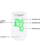 VITAMMY Pulsoximetru O2 afisaj LED usor de citit masoara saturatia SpO2 si pulsul alb