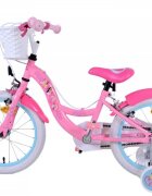 Volare Bicicleta pentru copii EL Disney Princess 16 inch FW frana de mana pe ambele roti scaun si ghidon reglabil cosulet pe ghidon roti gonflabile stopuri reflectorizante