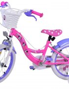Volare Bicicleta pentru copii EL Minnie Mouse 16 inch Bow Tie frana de mana pe ambele roti scaun si ghidon reglabil cosulet pe ghidon roti gonflabile stopuri reflectorizante