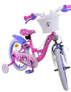 Volare Bicicleta pentru copii EL Minnie Mouse 16 inch Bow Tie frana de mana pe ambele roti scaun si ghidon reglabil cosulet pe ghidon roti gonflabile stopuri reflectorizante