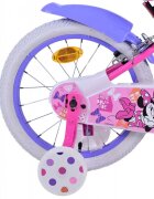 Volare Bicicleta pentru copii EL Minnie Mouse 16 inch Bow Tie frana de mana pe ambele roti scaun si ghidon reglabil cosulet pe ghidon roti gonflabile stopuri reflectorizante