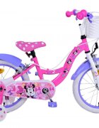 Volare Bicicleta pentru copii EL Minnie Mouse 16 inch Bow Tie frana de mana pe ambele roti scaun si ghidon reglabil cosulet pe ghidon roti gonflabile stopuri reflectorizante