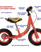 WeeRide Bicicleta copii fara pedale Learn 2 Ride WR12R 10 inch frana de mana varsta 18 luni-4 ani scaun ajustabil pe inaltime de la 31-42 cm roti pneumatice