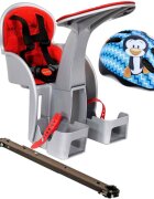WeeRide Scaun bicicleta copii SafeFront Clasic pozitie montare centru 15 kg si casca protectie XS 44-48 Penguin grirosu