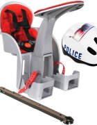 WeeRide Scaun bicicleta copii SafeFront Clasic pozitie montare centru 15 kg si casca protectie XS 44-48 Police grirosu