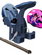 WeeRide Scaun bicicleta copii SafeFront Deluxe pozitie montare centru 15 kg si casca protectie XS 44-48 Fairy Tale denim