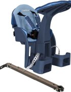 WeeRide Scaun bicicleta copii SafeFront Deluxe pozitie montare centru 15 kg si casca protectie XS 44-48 Penguin denim