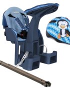 WeeRide Scaun bicicleta copii SafeFront Deluxe pozitie montare centru 15 kg si casca protectie XS 44-48 Penguin denim