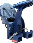 WeeRide Scaun bicicleta copii SafeFront Deluxe pozitie montare centru 15 kg si casca protectie XS 44-48 Police denim