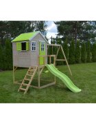 Wendi Toys Casuta de gradina cu platformatobogan si leagan dublu (M28L) Lime Lodge