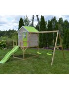 Wendi Toys Casuta de gradina cu platformatobogan si leagan dublu (M28L) Lime Lodge