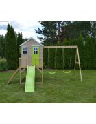 Wendi Toys Casuta de gradina cu platformatobogan si leagan dublu (M28L) Lime Lodge