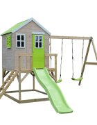 Wendi Toys Casuta de gradina cu platformatobogan si leagan dublu (M28L) Lime Lodge