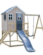 Wendi Toys Casuta de gradina grey Lodge cu platforma tobogan si leagan