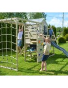 Wendi Toys Casuta de gradina grey Lodge cu tobogan leagan dublu modul sport si bucatarie