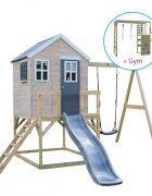 Wendi Toys Casuta de gradina grey Lodge cu tobogan leagan si modul sport