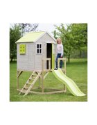 Wendi Toys Casuta de gradina Lime Lodge cu platforma si tobogan M22L