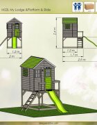 Wendi Toys Casuta de gradina Lime Lodge cu platforma si tobogan M22L