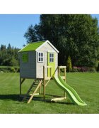 Wendi Toys Casuta de gradina Lime Lodge cu platforma si tobogan M22L