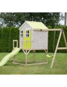 Wendi Toys Casuta de gradina Lime Lodge cu platforma tobogan si leagan M24L