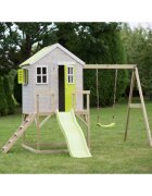 Wendi Toys Casuta de gradina Lime Lodge cu platforma tobogan si leagan M24L