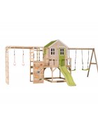 Wendi Toys Casuta de gradina Lime Lodge cu tobogan leagan dublu modul sport
