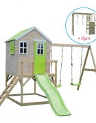 Wendi Toys Casuta de gradina Lime Lodge cu tobogan leagan dublu modul sport
