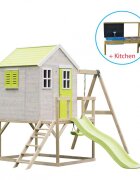 Wendi Toys Casuta de gradina lime Lodge cu tobogan leagan si bucatarie