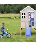 Wendi Toys Casuta de gradina My Blue Cottage House cu platforma si tobogan albastru